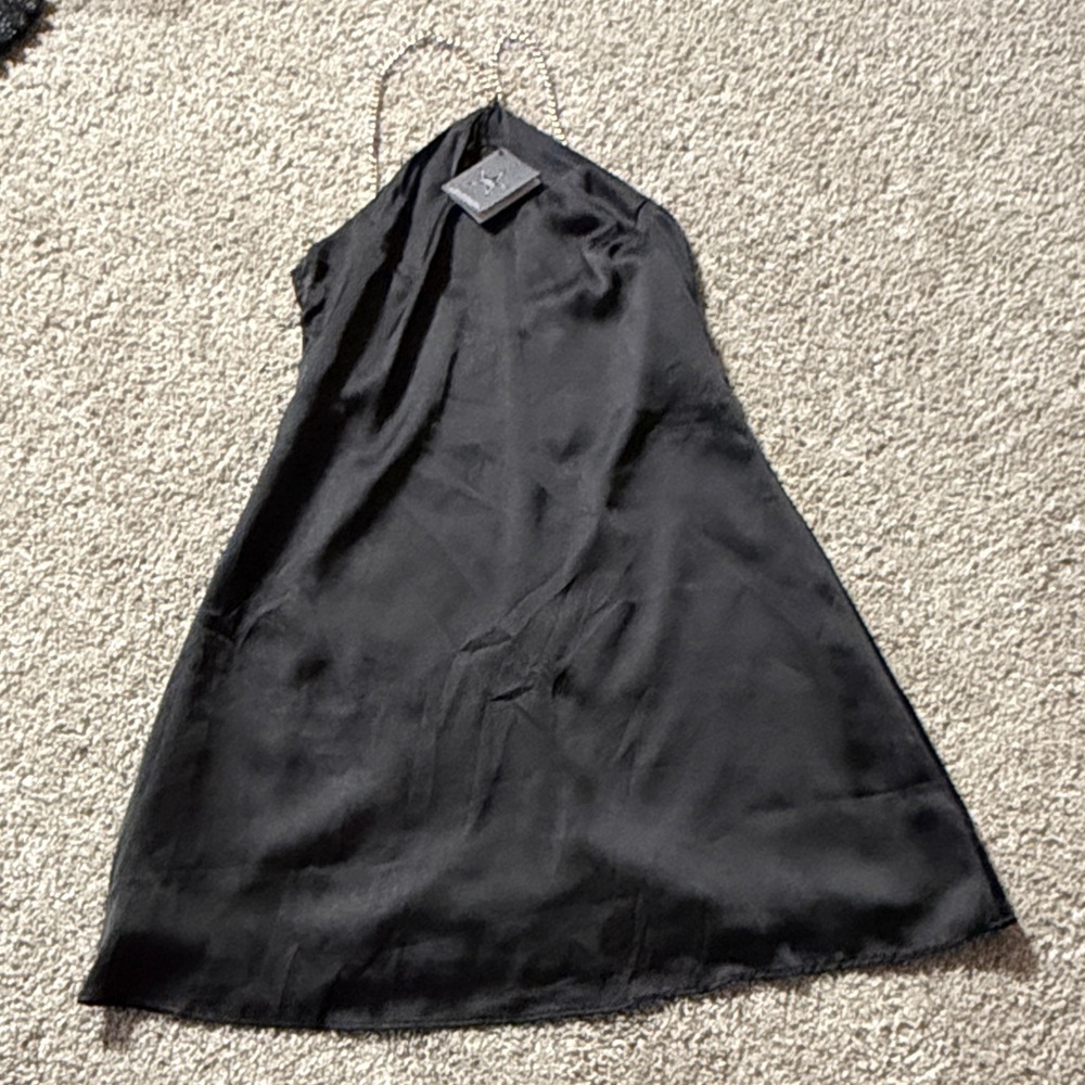 Area Black Dress with Gold Chain Straps